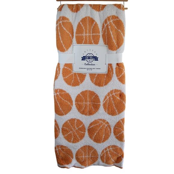 Basketball Feather Knit Throw Blanket by Artisan 34 - Picture 1 of 4